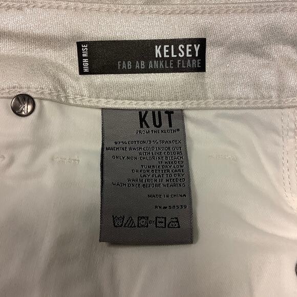 Kut from the Kloth Sz 8 Silver Kelsey High Rise Fab Ab Ankle Flare Pants HR8-4 - Picture 6 of 9